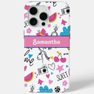 Girly Schattige Trendy Eenvoudig Roze Stijlvol Pat iPhone 15 Pro Max Hoesje