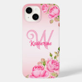 Girly Schattigee Mode Floral Monogram Case-Mate iPhone Case (Achterkant)