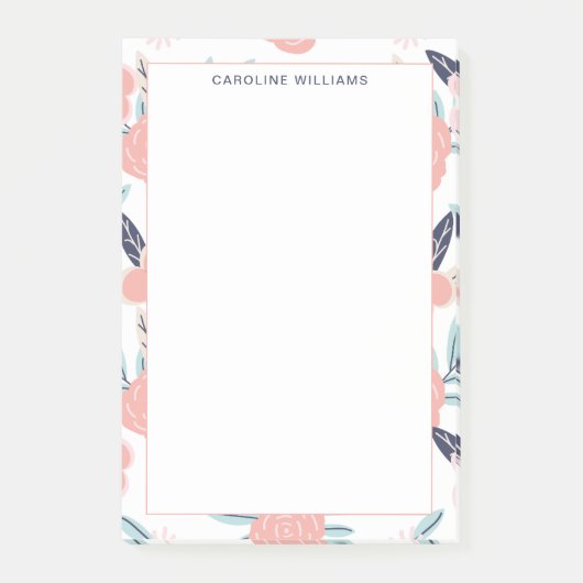 Girly Schattigee Roze Bloemen Bloemnaam Post-it® Notes (Voorkant)