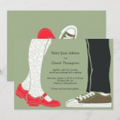 Girly Schoenen & Sneakers Geïllustreerde Bruiloft  Kaart (Voorkant / Achterkant)