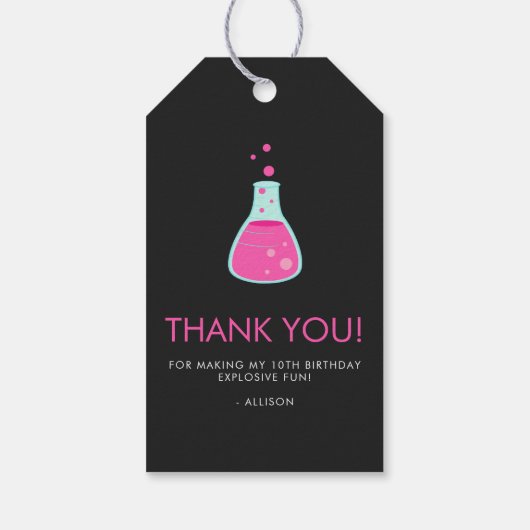 Girly Science Party Cadeaulabel (Achterkant)