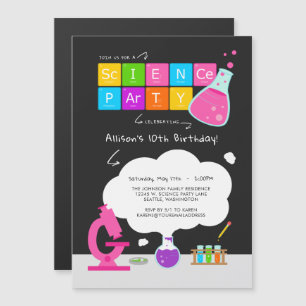 Girly Science Party Magnetische Uitnodiging