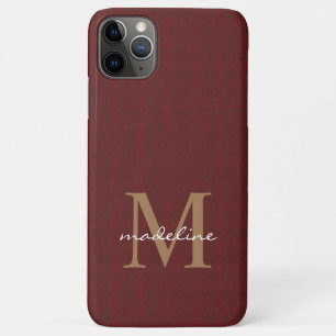 Girly Script Cotton Gebreet Red Gold Monogram iPhone 11 Pro Max Hoesje