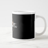 Girly Script Goud Monogram Modern Zwart Extra Grote Beker (Rechts)