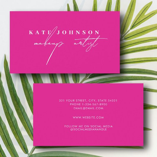 Girly Script Kalligrafie Moderne Make-up Artiest Visitekaartje