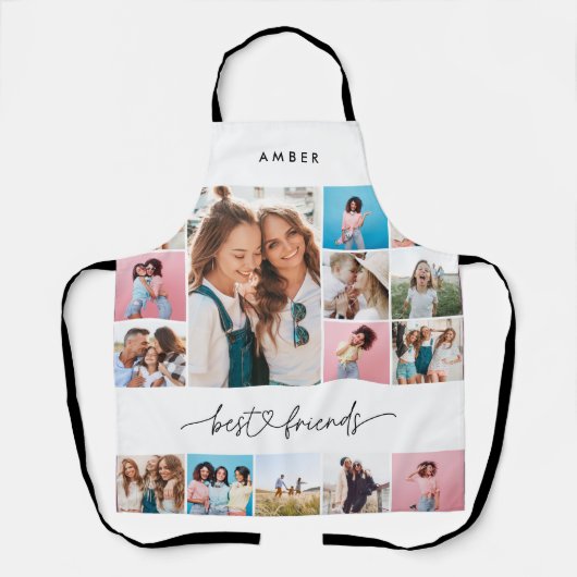 Girly script multi foto beste vriend modern eenvou schort (Voorkant)