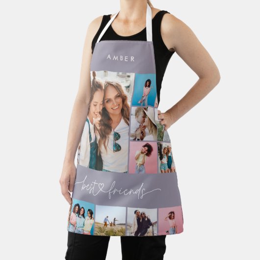Girly script multi foto beste vriend modern lila schort (Insitu)