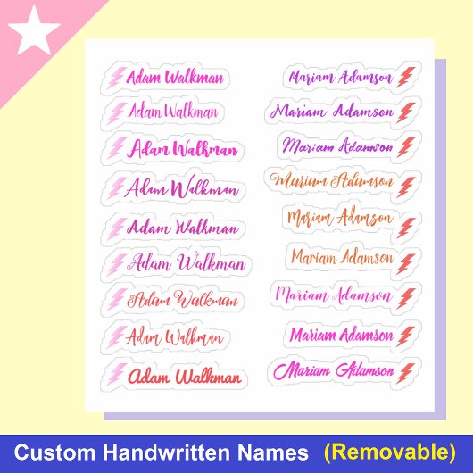 Girly Set van 18 Labels, Elegante Script Naam Stic Sticker