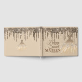 Girly Shining Glitter Drip Spark Sweet 16 Birthday Gastenboek (Volledig)