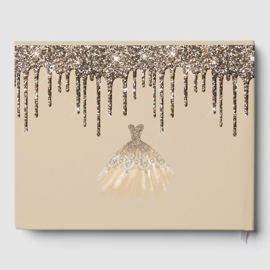 Girly Shining Glitter Drip Spark Sweet 16 Birthday Gastenboek (Achterkant)