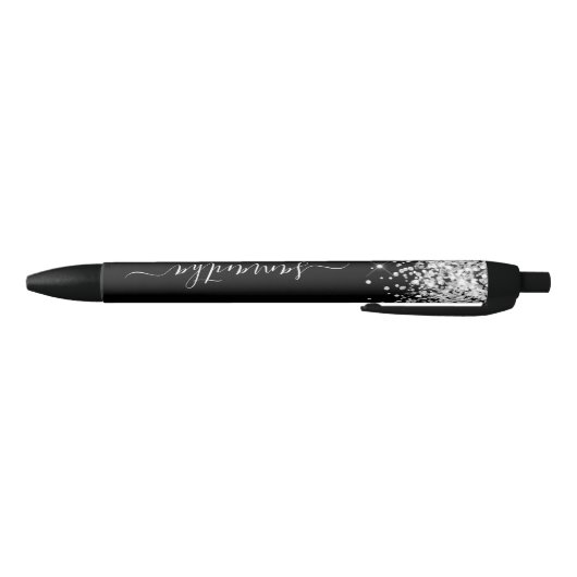 Girly Signature Silver Glitter op zwart Zwarte Inkt Pen (Bodem)