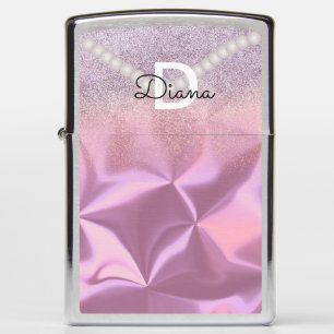 Girly Silk Pink Pearls Zippo Lighter