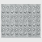 Girly Silver Cute Diamond Sparkle Monogram Cadeaupapier (Vlak)