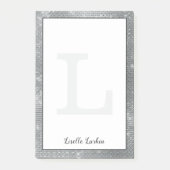 Girly Silver Glam Diamond Sparkle Monogram Naam Post-it® Notes (Voorkant)