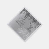 Girly Silver Glam Glitter Drips Sweet 16 Birthday Servet (Hoek)