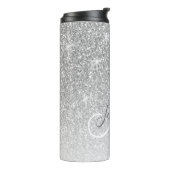 Girly Silver Glitter Blush Monogram Naam  Thermosbeker (Gedraaid links)