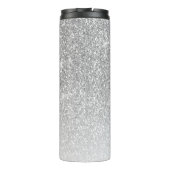 Girly Silver Glitter Blush Monogram Naam  Thermosbeker (Achterkant)