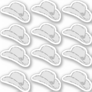 Girly Silver Glitter Cowgirl Pet 12 Sticker Set