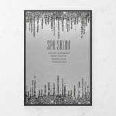Girly Silver Glitter Double Drips Salon Brochure Drieluik Uitnodiging (Cover)