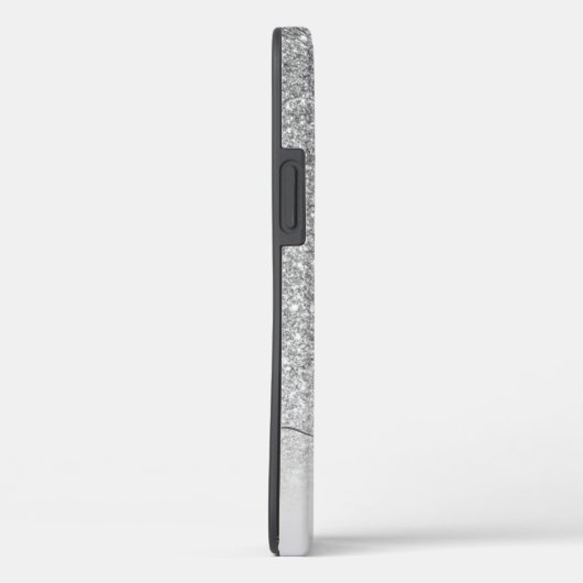 Girly Silver Glitter Monogram Naam Case-Mate iPhone Case (Achterkant / Rechts)