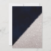Girly Silver Glitter Navy Blue Waterverf Wedding Kaart (Achterkant)