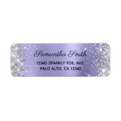 Girly Silver Glitter Pale Purple Foil Etiket (Voorkant)