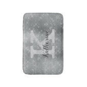 Girly Silver Glitter Sparkle Glam Monogram Naam Badmat (Voorkant Verticaal)