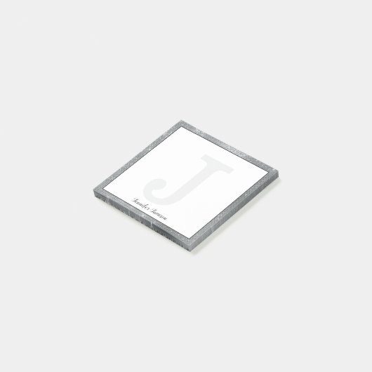 Girly Silver Grey Glam Sparkle Small Monogram Name Post-it® Notes (Schuin)