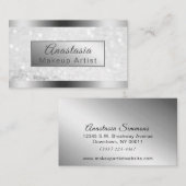 Girly Silver Shimmer Folie Glitter Visitekaartje (Voorkant / Achterkant)