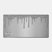 Girly Silver Sparkle Glitter Drift Monogram Bureaumat (Voorkant)
