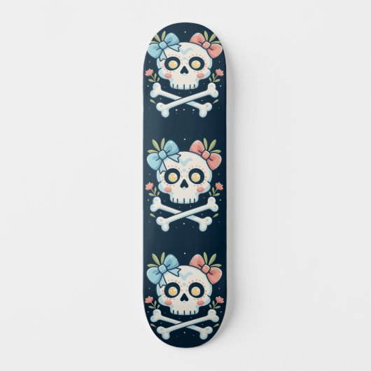 Girly Skull and Crossbones Skateboard (Voorkant)