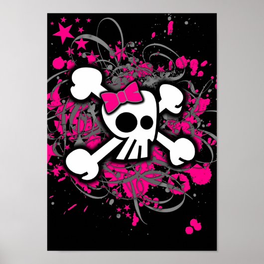 Girly Skull & Crossbones Poster (Voorkant)