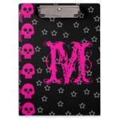 Girly Skull EMO Punk Monogram Initiaal Clip Board Klembord (Voorkant)