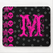 Girly Skull EMO Punk Monogram Initiaal Muismat (Voorkant)