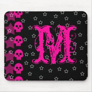 Girly Skull EMO Punk Monogram Initiaal Muismat