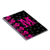 Girly Skull EMO Punk Monogram Initiaal Notitieboek (Rechterzijde)
