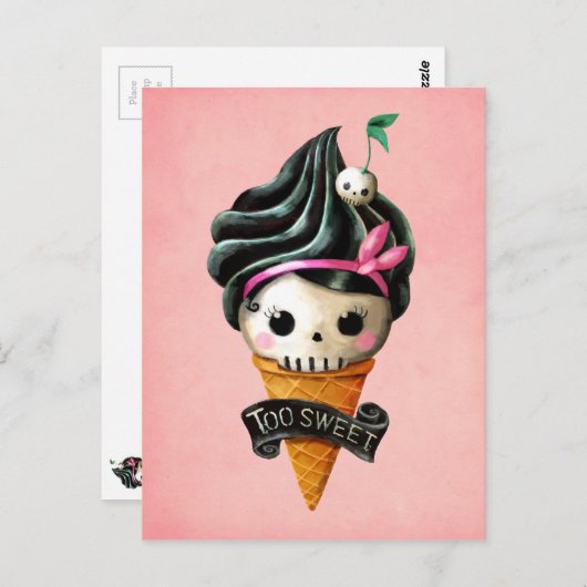 Girly Skull Ice Cream Cone Briefkaart (Voorkant / Achterkant)