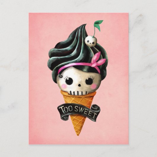 Girly Skull Ice Cream Cone Briefkaart (Voorkant)