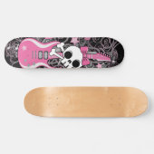 Girly Skull met Roze Gitaar Skateboard (Horizontaal)