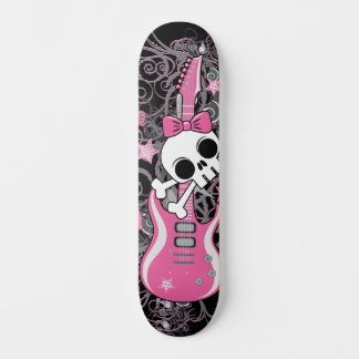 Girly Skull met Roze Gitaar Skateboard