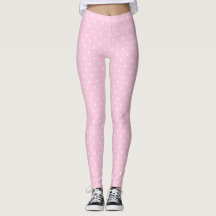 Girly small white polka dots on pale pink Leggings