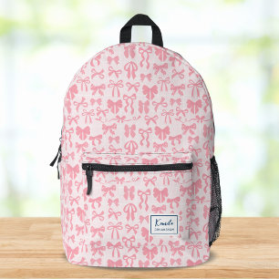 Girly Soft Roze Coquette Bow met Naam Bedrukte Rugzak