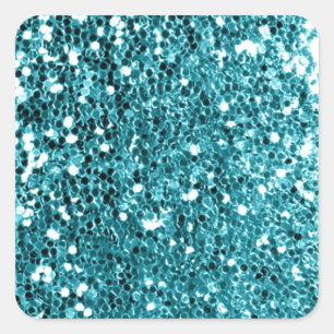 Girly Solid Aqua Glitter Look Vierkante Sticker