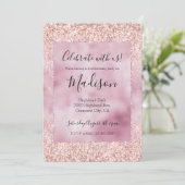 Girly Sparkle Pink Glitter Kaart (Staand voorkant)