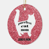 Girly Sparkle Roze Moderne Kat Mama Keramisch Ornament (Links)