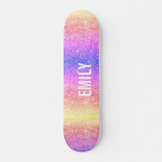 Girly Sparkles Rainbow Skateboard (Voorkant)