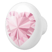 Girly Sparkly Diamond Roze Hart Keramische Knop (Rechts)