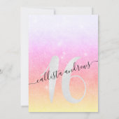 Girly Sparkly Rainbow Glitter Ombre Sweet 16 Kaart (Achterkant)