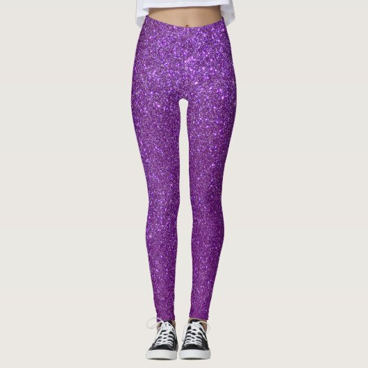 Girly Sparkly Royal Paars Glitter Leggings (Voorkant)