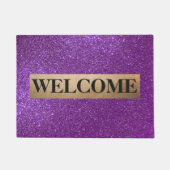 Girly Sparkly Royal Paarse Glitter Monogram Deurmat (Voorkant)